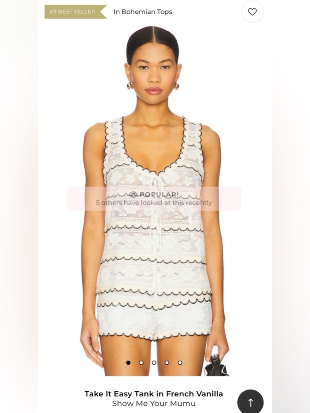 Show Me Your Mumu NWT Take It Easy Tank in French Vanilla Lace $148 Retail